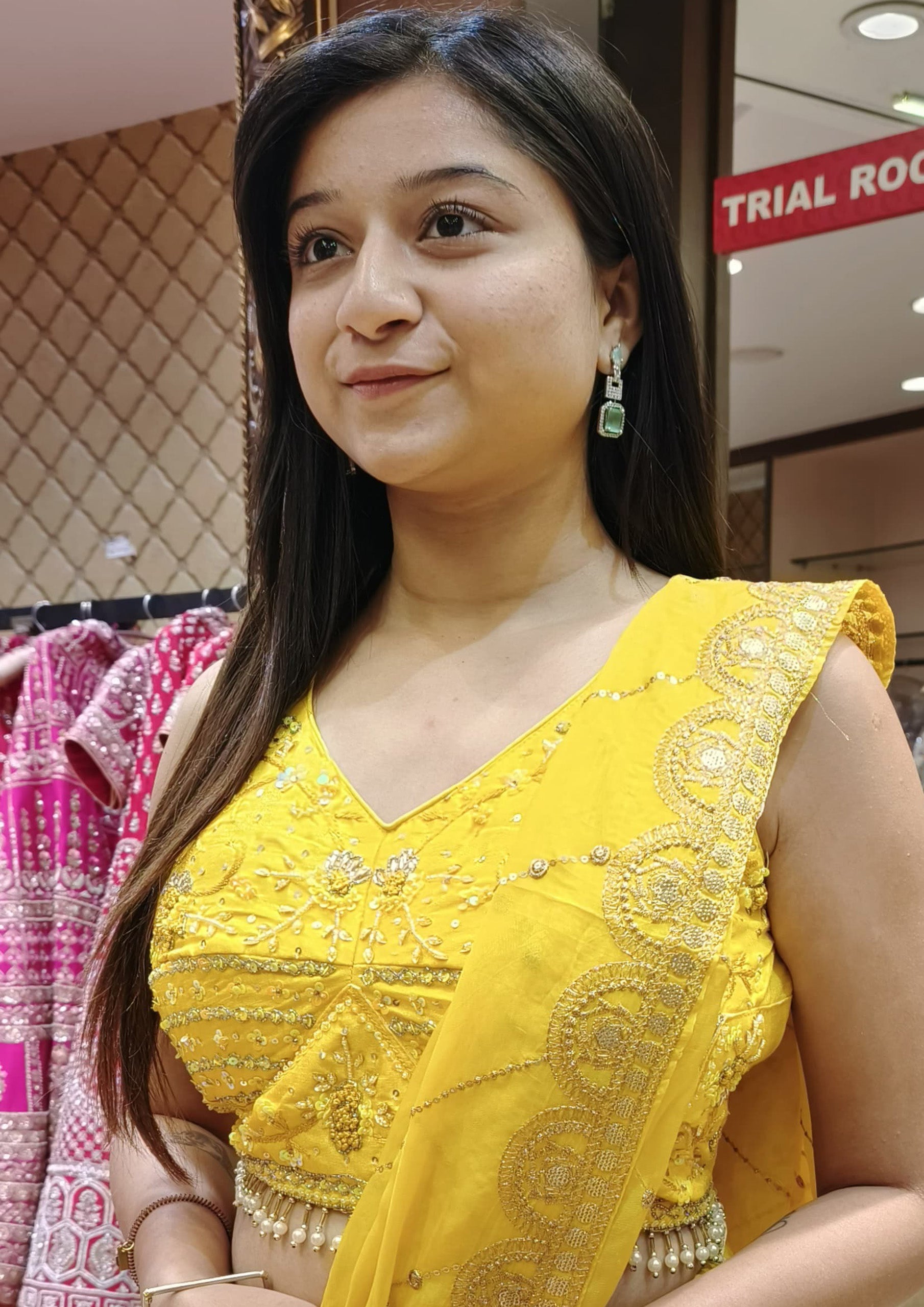 Yellow Color Dola Silk Hand Work Haldi Wear Lehenga